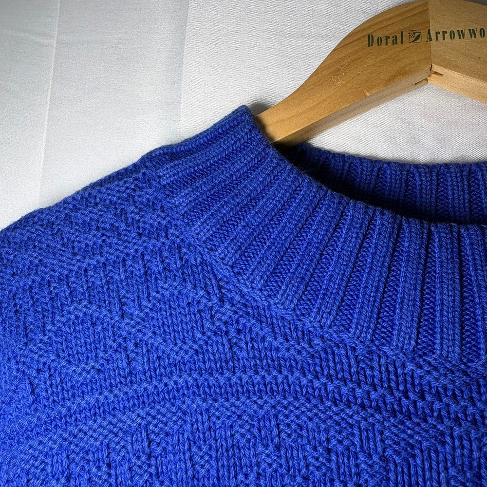 Lizsport Petite Vintage Royal Blue Cotton Knit Sweater Crew Neck Small - Picture 3 of 7